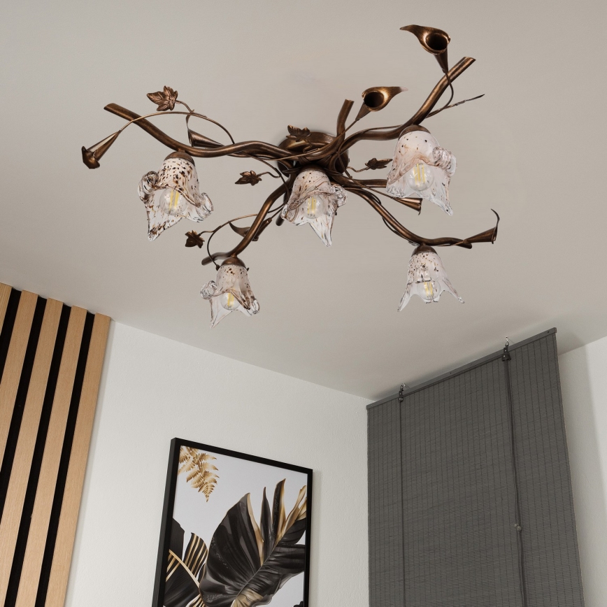 Ytmonterad taklampa ROZETA 5xE14/40W/230V brons