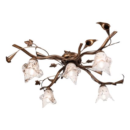 Ytmonterad taklampa ROZETA 5xE14/40W/230V brons