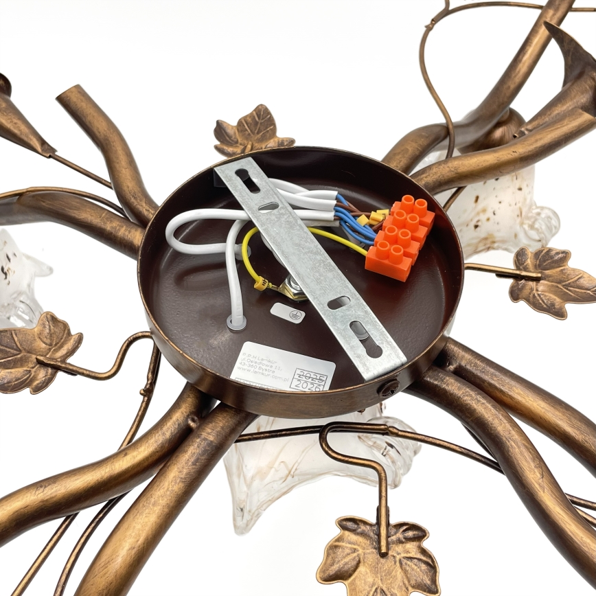 Ytmonterad taklampa ROZETA 5xE14/40W/230V brons