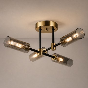 Ytmonterad taklampa TESSA 4xG9/5W/230V, mässing/sotad svart