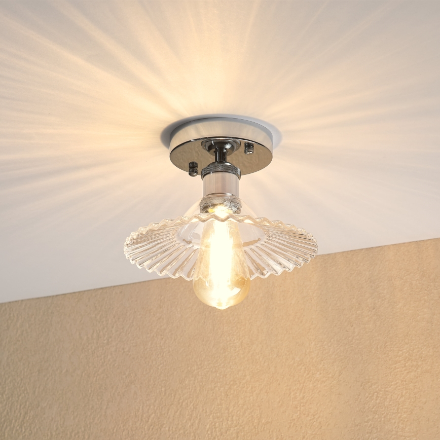 Ytmonterad taklampa TRISH 1xE27/15W/230V blank krom/klart glas
