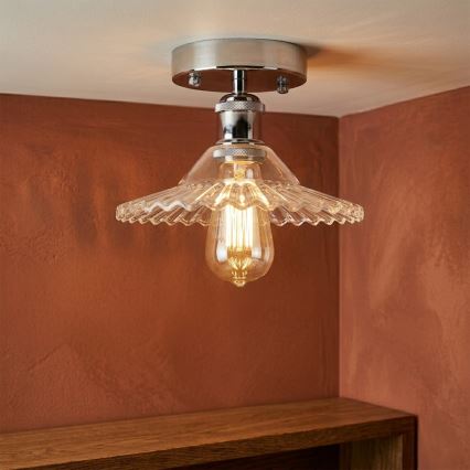 Ytmonterad taklampa TRISH 1xE27/15W/230V blank krom/klart glas