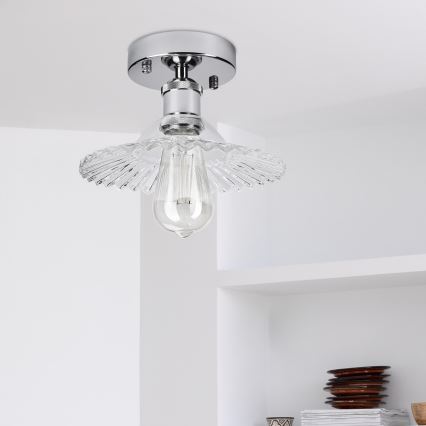 Ytmonterad taklampa TRISH 1xE27/15W/230V blank krom/klart glas
