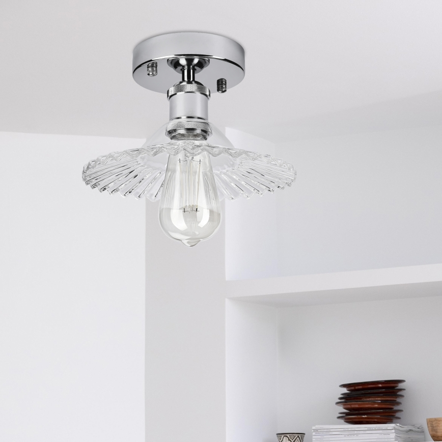 Ytmonterad taklampa TRISH 1xE27/15W/230V blank krom/klart glas