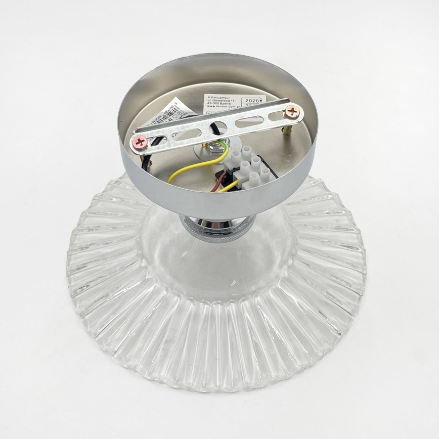 Ytmonterad taklampa TRISH 1xE27/15W/230V blank krom/klart glas