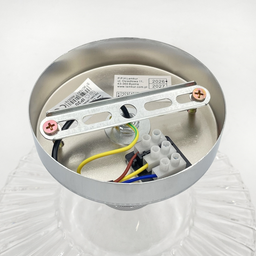 Ytmonterad taklampa TRISH 1xE27/15W/230V blank krom/klart glas