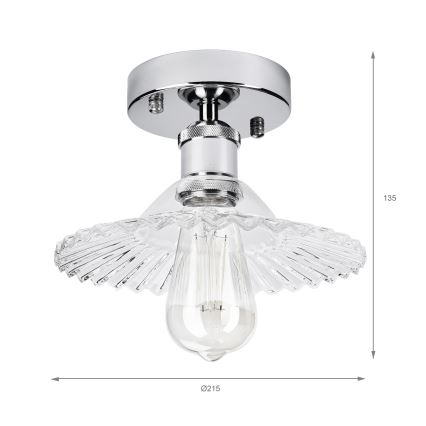 Ytmonterad taklampa TRISH 1xE27/15W/230V blank krom/klart glas