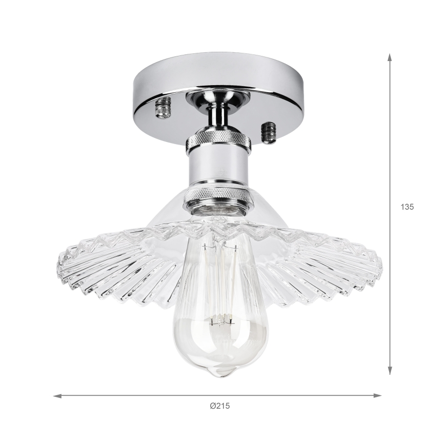 Ytmonterad taklampa TRISH 1xE27/15W/230V blank krom/klart glas