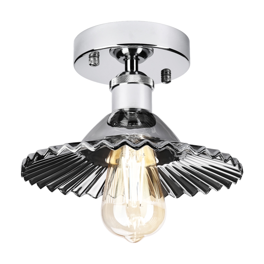 Ytmonterad taklampa TRISH 1xE27/15W/230V blank krom/röktonad svart