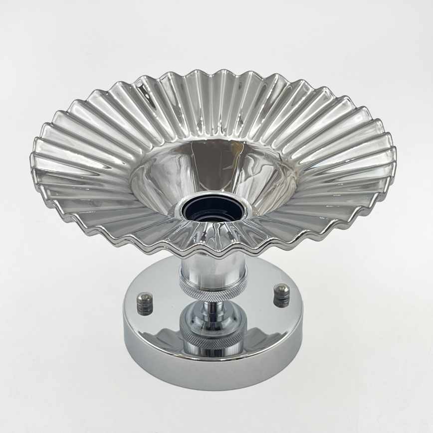 Ytmonterad taklampa TRISH 1xE27/15W/230V blank krom/röktonad svart