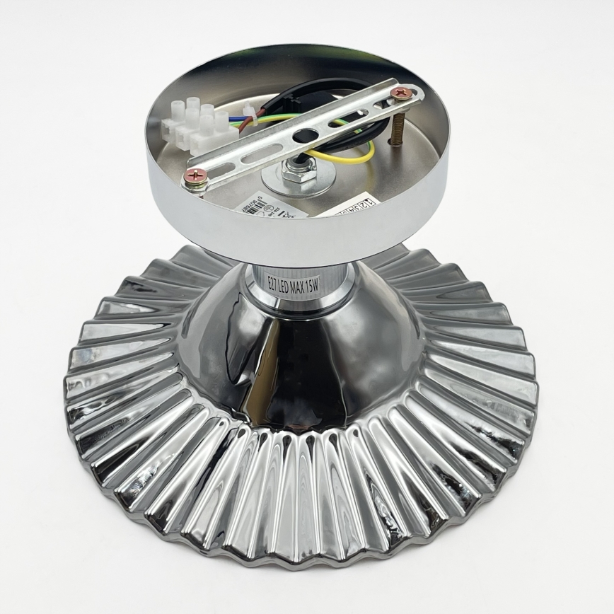 Ytmonterad taklampa TRISH 1xE27/15W/230V blank krom/röktonad svart