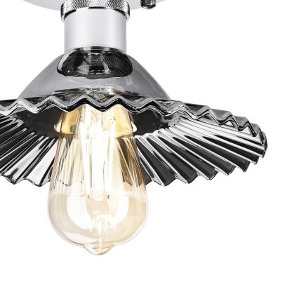 Ytmonterad taklampa TRISH 1xE27/15W/230V blank krom/röktonad svart
