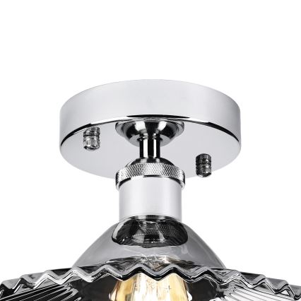 Ytmonterad taklampa TRISH 1xE27/15W/230V blank krom/röktonad svart
