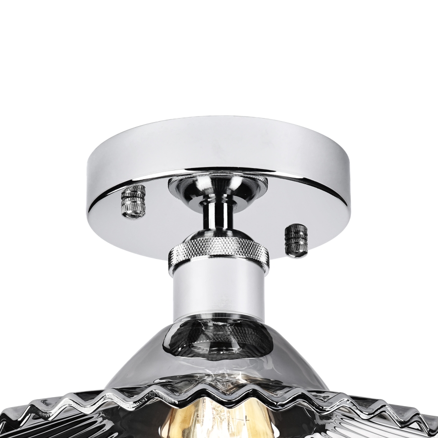 Ytmonterad taklampa TRISH 1xE27/15W/230V blank krom/röktonad svart