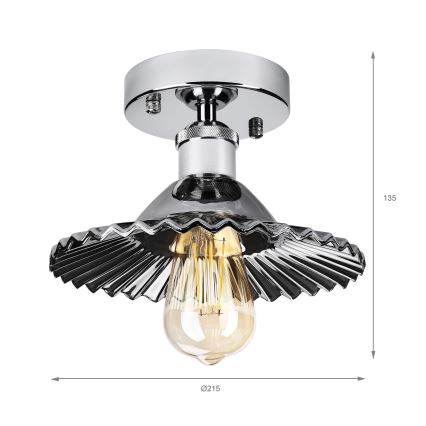 Ytmonterad taklampa TRISH 1xE27/15W/230V blank krom/röktonad svart