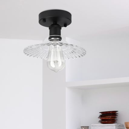 Ytmonterad taklampa TRISH 1xE27/15W/230V svart/klar