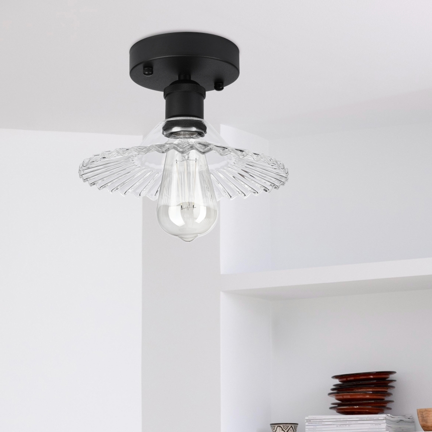 Ytmonterad taklampa TRISH 1xE27/15W/230V svart/klar
