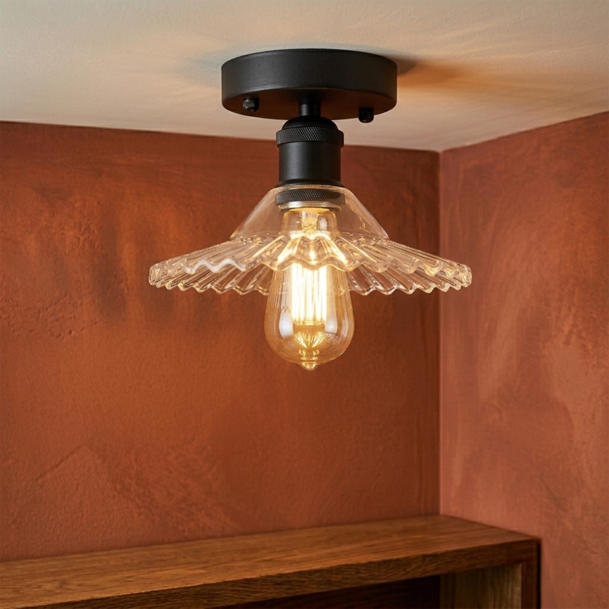 Ytmonterad taklampa TRISH 1xE27/15W/230V svart/klar