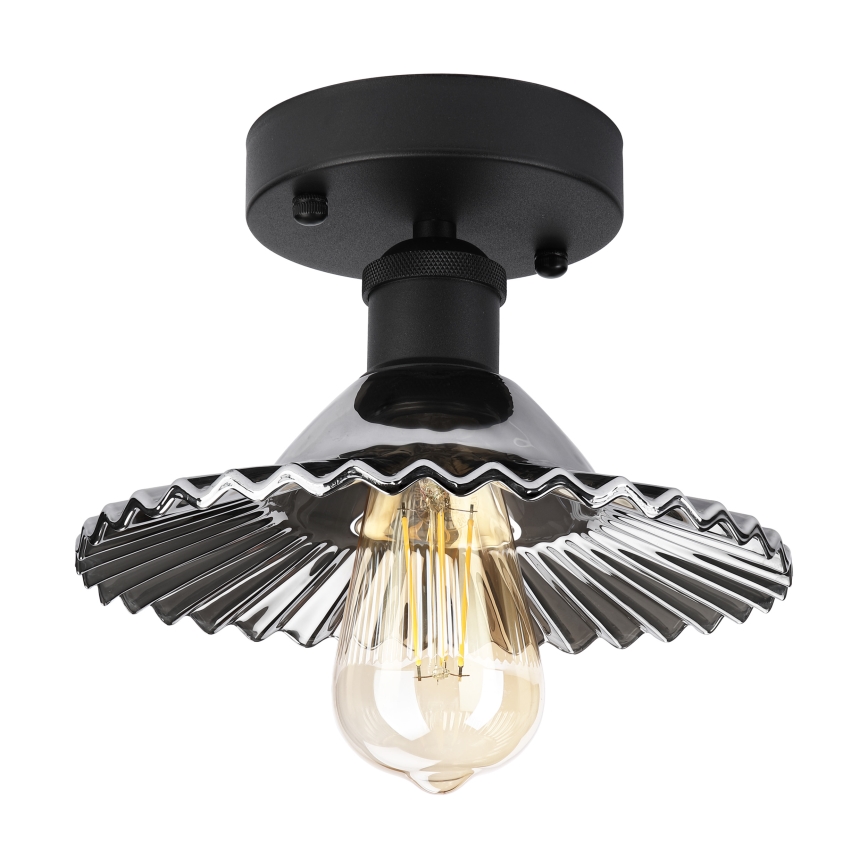 Ytmonterad taklampa TRISH 1xE27/15W/230V svart/rökfärgad