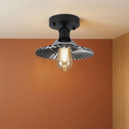 Ytmonterad taklampa TRISH 1xE27/15W/230V svart/rökfärgad