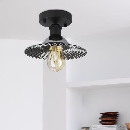 Ytmonterad taklampa TRISH 1xE27/15W/230V svart/rökfärgad