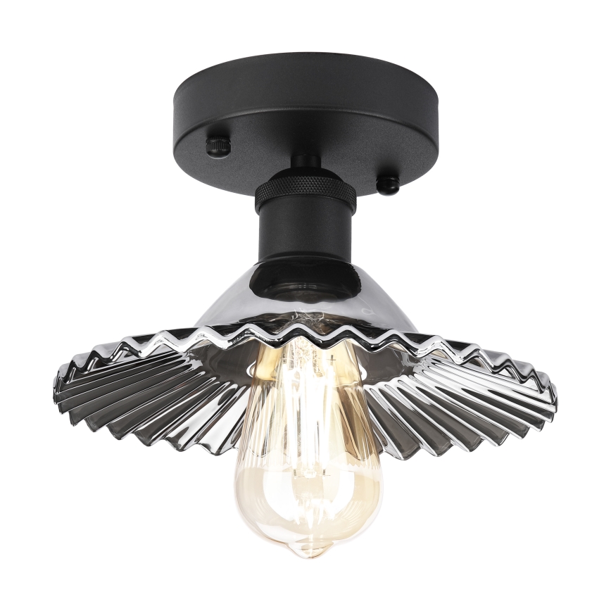 Ytmonterad taklampa TRISH 1xE27/15W/230V svart/rökfärgad