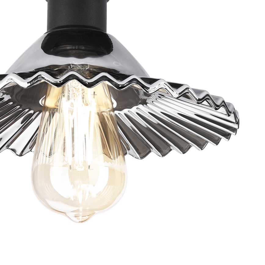 Ytmonterad taklampa TRISH 1xE27/15W/230V svart/rökfärgad