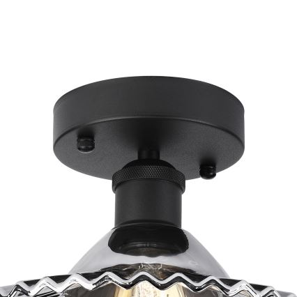 Ytmonterad taklampa TRISH 1xE27/15W/230V svart/rökfärgad