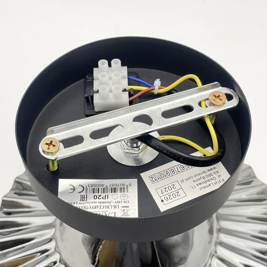 Ytmonterad taklampa TRISH 1xE27/15W/230V svart/rökfärgad
