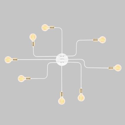 Ytmonterad taklampa TRUVA 8xE27/40W/230V vit/guld