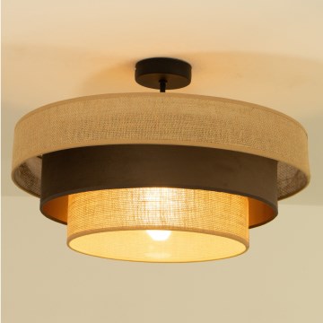 Ytmonterad taklampa WENTA 1xE27/60W/230V, diam. 50 cm, jute/brun