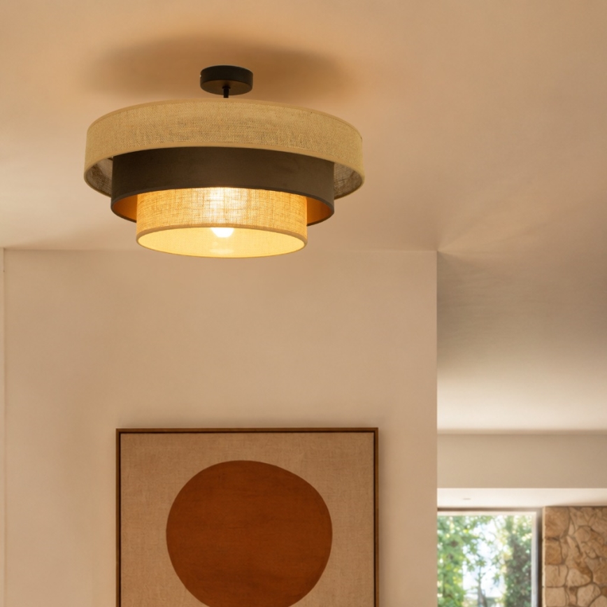 Ytmonterad taklampa WENTA 1xE27/60W/230V, diam. 50 cm, jute/brun