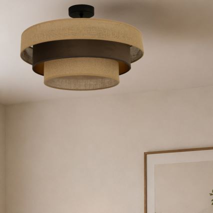 Ytmonterad taklampa WENTA 1xE27/60W/230V, diam. 50 cm, jute/brun