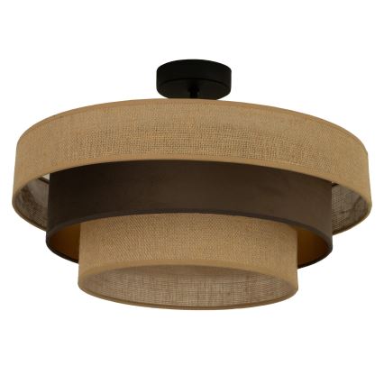 Ytmonterad taklampa WENTA 1xE27/60W/230V, diam. 50 cm, jute/brun