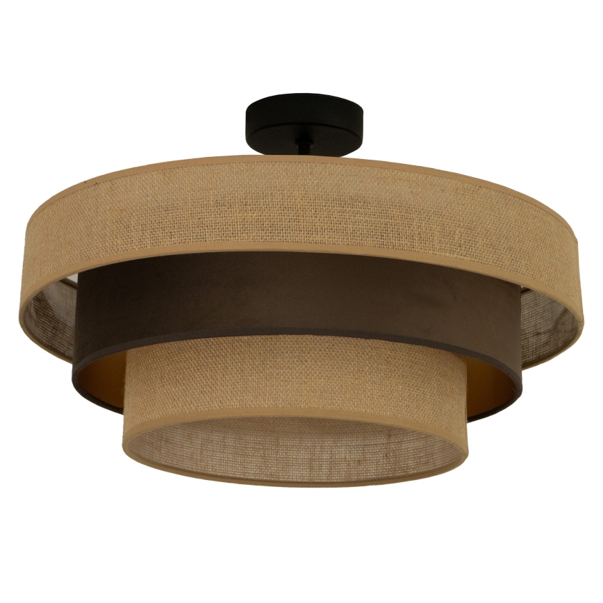Ytmonterad taklampa WENTA 1xE27/60W/230V, diam. 50 cm, jute/brun