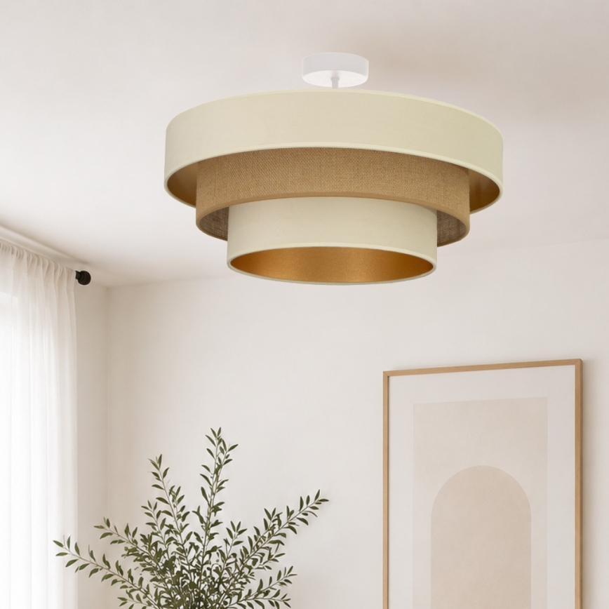 Ytmonterad taklampa WENTA 1xE27/60W/230V Ø 50 cm beige/jute