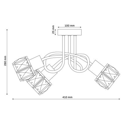 Ytmonterad taklampa ZAHARA 3xE27/10W/230V svart