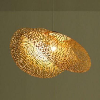 Zambelis 19103 - Ljuskrona med textilsladd 1xE27/40W/230V Bambu/beige