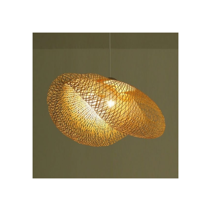 Zambelis 19103 - Ljuskrona med textilsladd 1xE27/40W/230V Bambu/beige