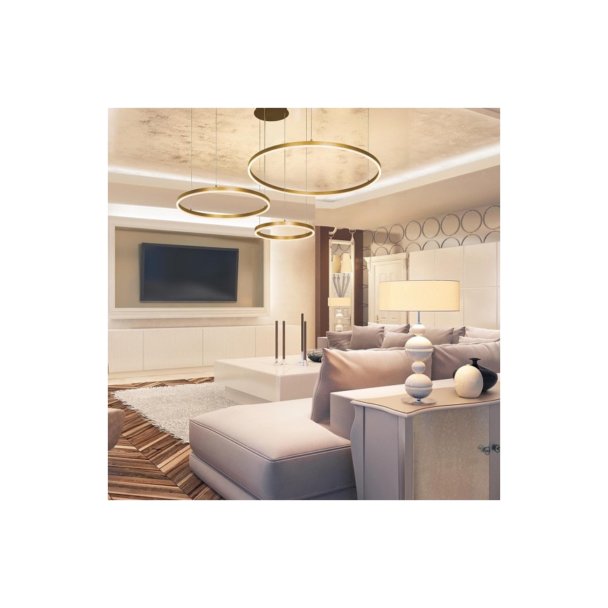 Zambelis 1956 - LED ljuskrona med textilsladd LED/136W/230V guld