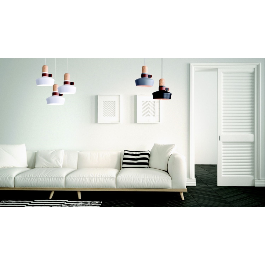 Zambelis 1990 - Ljuskrona med textilsladd 1xE27/40W/230V ek/svart