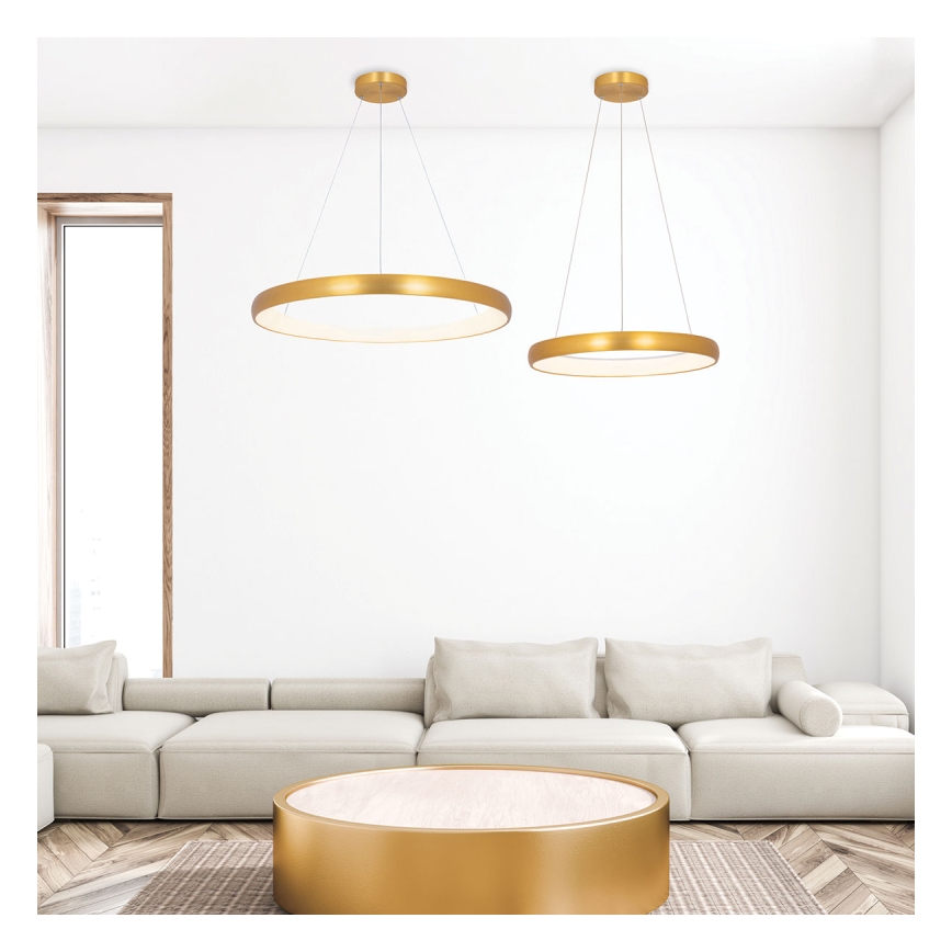 Zambelis 2046 - LED ljusreglerad ljuskrona på textilsladd LED/30W/230V diameter 40 cm guld