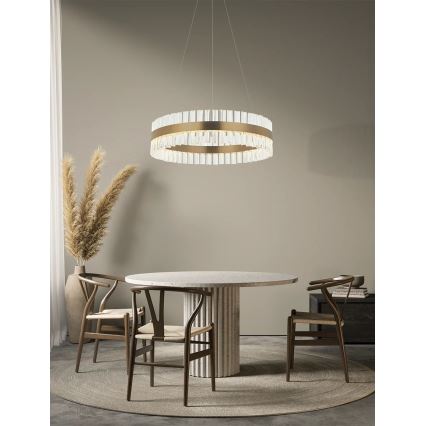 Zambelis 22039 - LED ljusreglerad ljuskrona på textilsladd LED/56W/230V guld