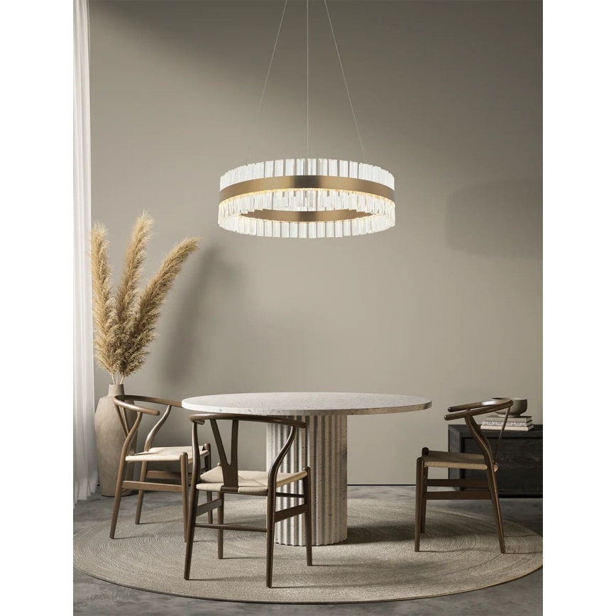 Zambelis 22039 - LED ljusreglerad ljuskrona på textilsladd LED/56W/230V guld
