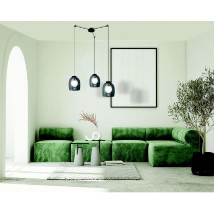 Zambelis 22145 - Ljuskrona med textilsladd 3xG9/5W/230V spindel svart