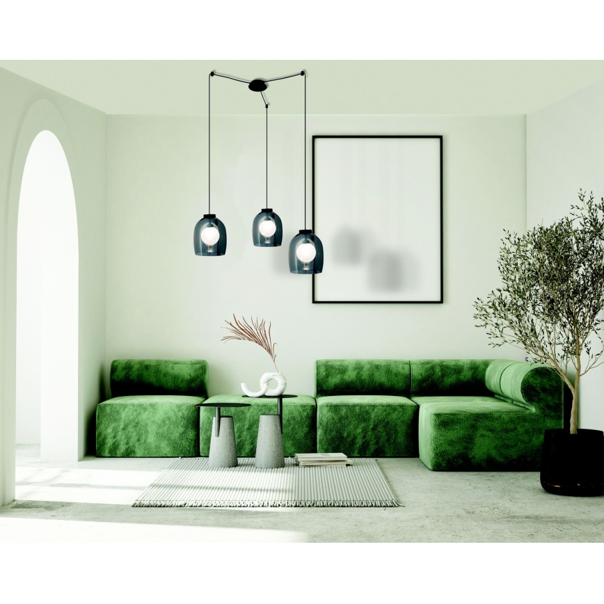 Zambelis 22145 - Ljuskrona med textilsladd 3xG9/5W/230V spindel svart