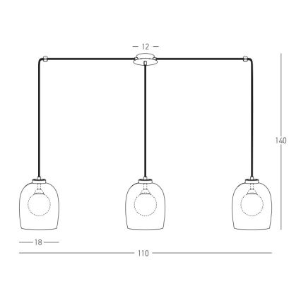 Zambelis 22146 - Ljuskrona med textilsladd 3xG9/5W/230V spindel svart