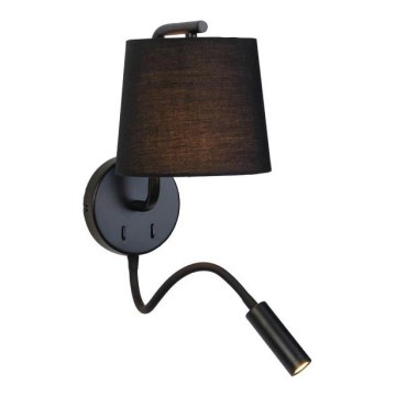 Zambelis H57 - LED Flexibel belysning LED/3W + 1xE27/40W/230V svart