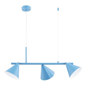 ZELTA hänglampa med sladd 3xE27/15W/230V blå