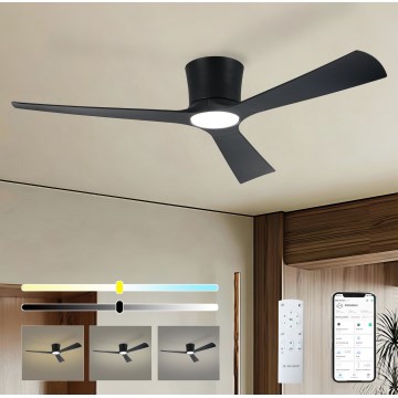 ZEVENTI - dimbar LED-takfläkt AUREX LED/24W/230V 3000/4000/6000K Wi-Fi Tuya svart + fjärrkontroll